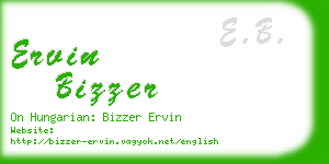 ervin bizzer business card